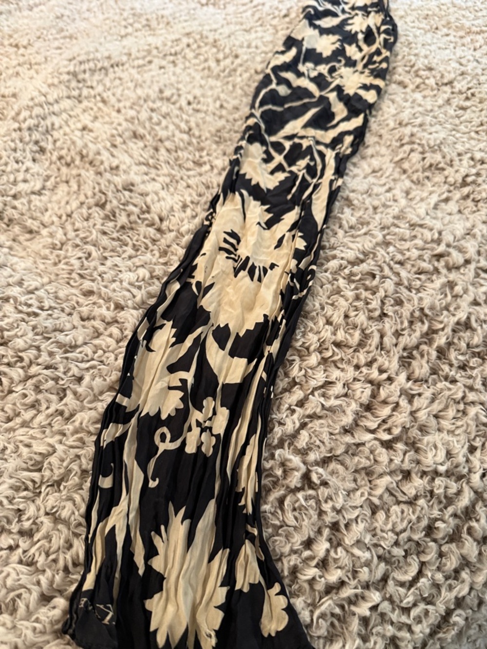 Anne Klein Black and Cream Floral Scarf